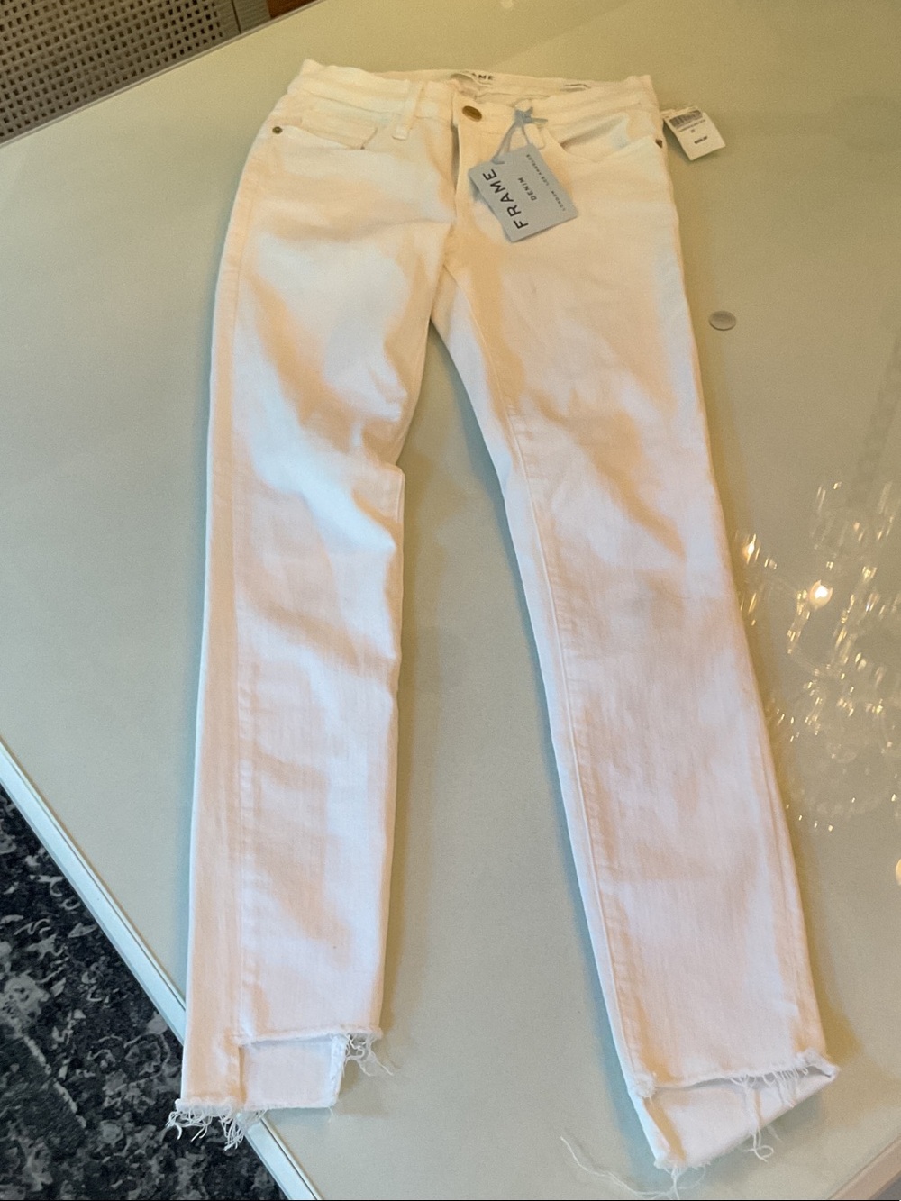 Frame Denim White High-Rise Straight Jeans NWTS